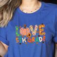 Love 5th Grade Thanksgiving Colorful Fall Leaves Teacher Women's Heather T-Shirt Heather True Royal