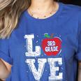 LOVE Apple 3rd Grade Teacher Student School Women's Heather T-Shirt Heather True Royal