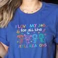 I Love My Job For All The Little Reasons Teacher Women's Heather T-Shirt Heather True Royal I Love My Job For All The Little Reasons Teacher Women's Heather T-Shirt Heather True Royal