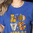 LOVE Pre-K Pumpkin Teacher Student Halloween Costume Women's Heather T-Shirt Heather True Royal