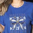 Maestra El Salvador Coquette Bow Hispanic Spanish Teacher Women's Heather T-Shirt Heather True Royal