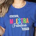 Maestra Fabulosa Bilingual Spanish Espanol Teacher School Women's Heather T-Shirt Heather True Royal