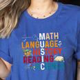 Math Language History Reading Science Music Teacher Women's Heather T-Shirt Heather True Royal Math Language History Reading Science Music Teacher Women's Heather T-Shirt Heather True Royal