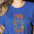 Math Teacher Nerd Student Halloween Trig Or Treat Women's Heather T-Shirt Heather True Royal