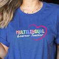 Multilingual Learner Teacher Heart Women's Heather T-Shirt Heather True Royal Multilingual Learner Teacher Heart Women's Heather T-Shirt Heather True Royal
