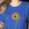 Music Teacher Shirt Sunflower Music Notes Musician Singer Women's Heather T-Shirt Heather True Royal