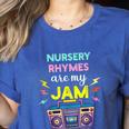 Nursery Rhymes Are My Jam 80s Retro Teachers & Students Kids Women's Heather T-Shirt Heather True Royal Nursery Rhymes Are My Jam 80s Retro Teachers & Students Kids Women's Heather T-Shirt Heather True Royal