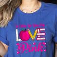 In October We Wear Pink Love Teacher Breast Cancer Awareness Women's Heather T-Shirt Heather True Royal