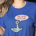 Oh Hello First Graders Cute Pigeon 1st Grade Teacher Women's Heather T-Shirt Heather True Royal