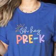Oh Hey Pre K Student Teacher Happy First Day Back To School Women's Heather T-Shirt Heather True Royal Oh Hey Pre K Student Teacher Happy First Day Back To School Women's Heather T-Shirt Heather True Royal