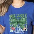 One Lucky Teacher Coquette Bow St Patricks Day Teacher Women's Heather T-Shirt Heather True Royal