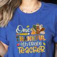 One Thankful 4th Grade Teacher Turkey Leopard Thanksgiving Women's Heather T-Shirt Heather True Royal One Thankful 4th Grade Teacher Turkey Leopard Thanksgiving Women's Heather T-Shirt Heather True Royal