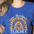 One Thankful Teacher Thanksgiving Rainbow Leopard Fall Women's Heather T-Shirt Heather True Royal One Thankful Teacher Thanksgiving Rainbow Leopard Fall Women's Heather T-Shirt Heather True Royal