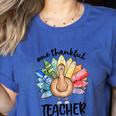 One Thankful Teacher Turkey Pencil Thanksgiving Teachers Women's Heather T-Shirt Heather True Royal One Thankful Teacher Turkey Pencil Thanksgiving Teachers Women's Heather T-Shirt Heather True Royal