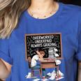 Overworked Underpaid Always Grading Teacher Women's Heather T-Shirt Heather True Royal Overworked Underpaid Always Grading Teacher Women's Heather T-Shirt Heather True Royal