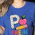 P Is For Pre K Teacher Student Pencil Apple Back To School Women's Heather T-Shirt Heather True Royal P Is For Pre K Teacher Student Pencil Apple Back To School Women's Heather T-Shirt Heather True Royal