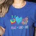 Peace Love Art Painting Palette Art Teacher Women's Heather T-Shirt Heather True Royal Peace Love Art Painting Palette Art Teacher Women's Heather T-Shirt Heather True Royal