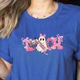 Pink Ghost Teach Halloween Teacher In Spooky Season Women's Heather T-Shirt Heather True Royal