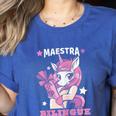Pink Unicorn Spanish Teacher Regalos Para Bilingue Teacher Women's Heather T-Shirt Heather True Royal