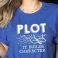 Plot It Builds Character Book Reading Teacher Women's Heather T-Shirt Heather True Royal Plot It Builds Character Book Reading Teacher Women's Heather T-Shirt Heather True Royal