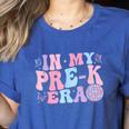 In My Pre K Era Groovy Back To School First Day Teacher Kids Women's Heather T-Shirt Heather True Royal In My Pre K Era Groovy Back To School First Day Teacher Kids Women's Heather T-Shirt Heather True Royal