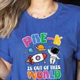 Pre-K Student Teacher Astronaut Space Back To School Women's Heather T-Shirt Heather True Royal Pre-K Student Teacher Astronaut Space Back To School Women's Heather T-Shirt Heather True Royal
