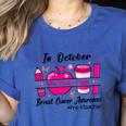 Pre-k Teacher In October We Wear Pink Breast Cancer Women's Heather T-Shirt Heather True Royal