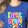 Preppy First Grade Back To School 1st Grade Teacher Girl Kid Women's Heather T-Shirt Heather True Royal Preppy First Grade Back To School 1st Grade Teacher Girl Kid Women's Heather T-Shirt Heather True Royal
