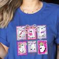 Preppy Spooky Teacher Halloween Ghost Coquette Bow Autumn Women's Heather T-Shirt Heather True Royal Preppy Spooky Teacher Halloween Ghost Coquette Bow Autumn Women's Heather T-Shirt Heather True Royal