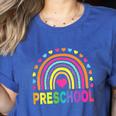 Preschool Rainbow Girls Boys Kids Teacher Back To School Women's Heather T-Shirt Heather True Royal