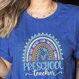 Preschool Teacher Leopard Boho Rainbow Back To School Women's Heather T-Shirt Heather True Royal Preschool Teacher Leopard Boho Rainbow Back To School Women's Heather T-Shirt Heather True Royal