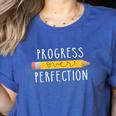 Progress Over Perfection Motivational Teacher Tee Women's Heather T-Shirt Heather True Royal Progress Over Perfection Motivational Teacher Tee Women's Heather T-Shirt Heather True Royal