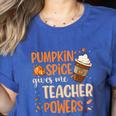 Pumpkin Spice Gives Me Teacher Powers Fall Thanksgiving Men Women Women's Heather T-Shirt Heather True Royal Pumpkin Spice Gives Me Teacher Powers Fall Thanksgiving Men Women Women's Heather T-Shirt Heather True Royal