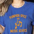 Pumpkin Spice And Music Advice Music Teacher Halloween Women's Heather T-Shirt Heather True Royal