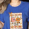 Pumpkin Teacher Preppy Fall In Love With Learning Autumn Women's Heather T-Shirt Heather True Royal