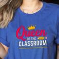 Queen Of The Classroom Teacher Women's Heather T-Shirt Heather True Royal