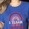 Rainbow Retro Homeschool Mom Teacher I Teach In My Pajamas Women's Heather T-Shirt Heather True Royal Rainbow Retro Homeschool Mom Teacher I Teach In My Pajamas Women's Heather T-Shirt Heather True Royal