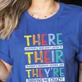 There Their They’Re Grammar Joke For English Teacher Student Women's Heather T-Shirt Heather True Royal