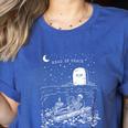Read In Peace Skeleton Halloween Book Reading Spooky Teacher Women's Heather T-Shirt Heather True Royal