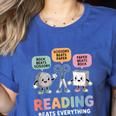 Reading Beats Everything Teacher Rock Paper Scissors Women's Heather T-Shirt Heather True Royal Reading Beats Everything Teacher Rock Paper Scissors Women's Heather T-Shirt Heather True Royal