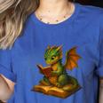 Reading Dragon Shirt For Bookish Teacher Librarian Bookworm Women's Heather T-Shirt Heather True Royal Reading Dragon Shirt For Bookish Teacher Librarian Bookworm Women's Heather T-Shirt Heather True Royal