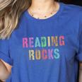 READING ROCKS English Teacher ELA ABCD Read Star Kinder Women's Heather T-Shirt Heather True Royal READING ROCKS English Teacher ELA ABCD Read Star Kinder Women's Heather T-Shirt Heather True Royal