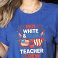 Red & Blue Teacher Crew Shirt 4th Of July Sunglasses Women's Heather T-Shirt Heather True Royal Red & Blue Teacher Crew Shirt 4th Of July Sunglasses Women's Heather T-Shirt Heather True Royal