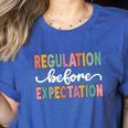 Regulation Before Expectation Cute ABA SPED Teacher Therapy Women's Heather T-Shirt Heather True Royal Regulation Before Expectation Cute ABA SPED Teacher Therapy Women's Heather T-Shirt Heather True Royal