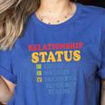 Relationship Status Single Married Hot Teacher Women's Heather T-Shirt Heather True Royal Relationship Status Single Married Hot Teacher Women's Heather T-Shirt Heather True Royal