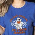 Retro You Can't Scare Me I'm A Math Teacher Cute Ghost Women Women's Heather T-Shirt Heather True Royal
