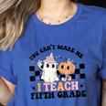 Retro You Can't Scare Me I Teach 5th Grade Teacher Halloween Women's Heather T-Shirt Heather True Royal