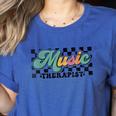 Retro Checkered Music Therapist Squad Music Therapy Teacher For Men Women Women's Heather T-Shirt Heather True Royal