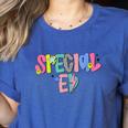 Retro Checkered Special Education Teacher Back To School Women's Heather T-Shirt Heather True Royal