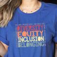Retro Diversity Equity Inclusion Belonging DEIB Teacher Women's Heather T-Shirt Heather True Royal